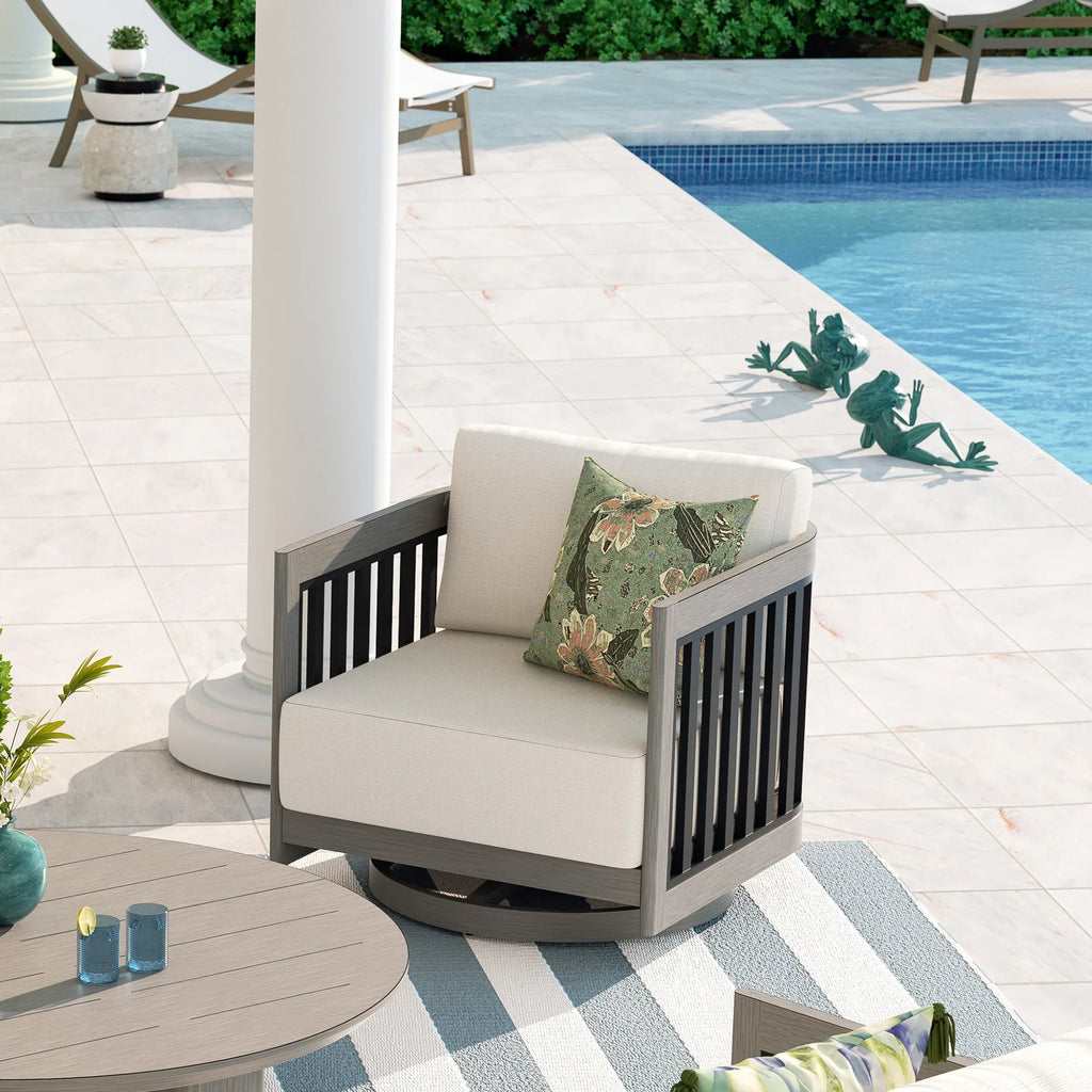 4-Person Patio Swivel Chair Set With Round Coffee Table