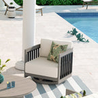 4-Person Patio Swivel Chair Set With Round Coffee Table