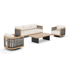 Sereno Outdoor Sofa and 2 Swivel Chairs with Rectangular Coffee Table