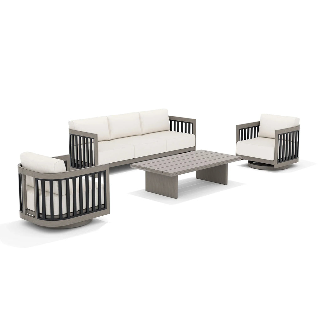 Sereno Patio Furniture Sofa Set with Swivel Chairs