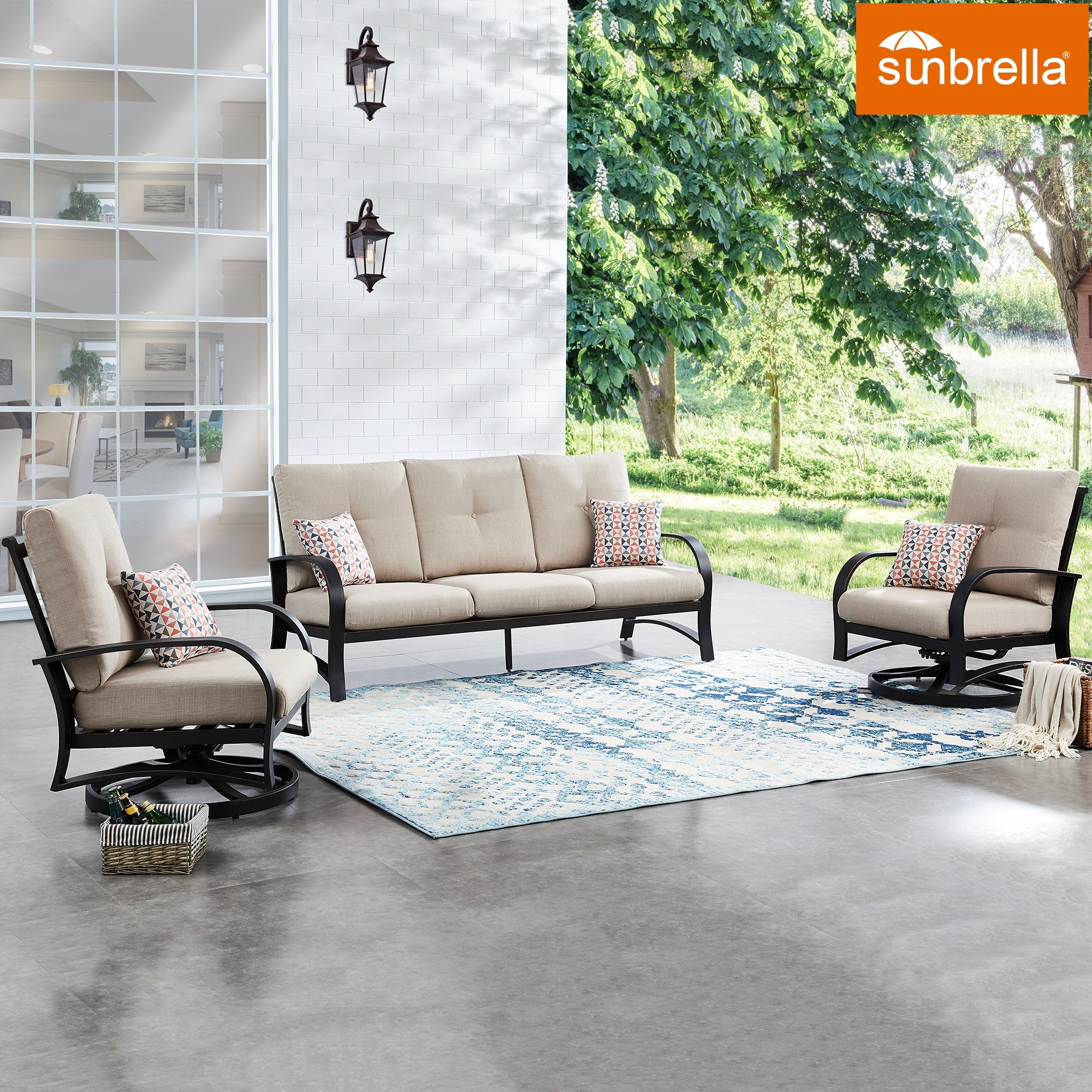 3- Piece Outdoor Furniture Set with Sunbrella® Cushions