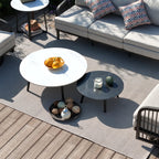 5-Piece Aluminum Patio Seating Set With Nesting Sintered Stone Tables
