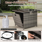 32.5 In. 5,000 BTU Propane Fire Pit Table with Tempered Glass Top, Gray