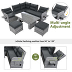 Outdoor Furniture Set Patio Rattan with Recliners and Tables