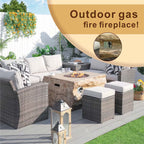 Arthur 7 -Piece Wicker Patio Sofa Conversation Set with Tan Cushions