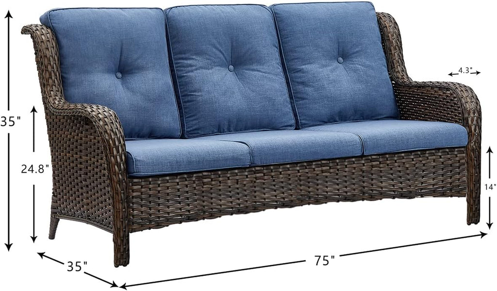 Patio Furniture 6 Pieces Outdoor Furniture Set Wicker Outdoor Sectional Sofa with Swivel Rocking Chairs,Patio Ottomans,Patio Coffee Table