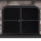 Outdoor 48 Inch Steel Wood Burning Stone Fireplace with Fire Poker and Removable Grate