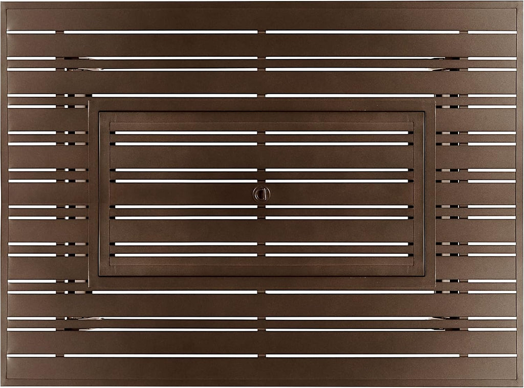Rectangular 48 In. X 36 In. Aluminum Propane Fire Pit Table, Glass Beads, Two Covers, Lid, 57,000 Btus in Brown Finish