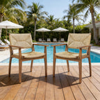 Durable Outdoor Dining Chair with Acacia Wood Frame and Wicker Seat