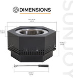 Smokeless Fire Pit 28-Inch Hexagonal Firepit for Outdoor, Stainless Steel Wood Burning Fireplace with Removable Ash Pan, PVC Cover and Fire Poker, Ideal for Camping, Bonfire, Backyard, Black