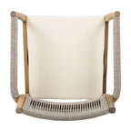 Braided Acacia Wood Outdoor Dining Chairs Set of 2 – Teak Look with Beige Rope & Cream Cushions
