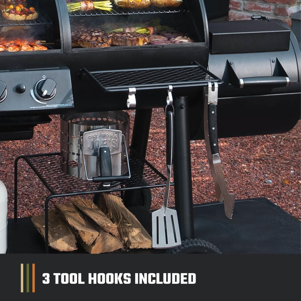 Canyon Combo Dual Fuel 3-Burner Propane Gas and Charcoal Smoker and Grill with 1031 Sq. In. Cooking Area in Black