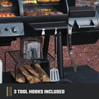 Canyon Combo Dual Fuel 3-Burner Propane Gas and Charcoal Smoker and Grill with 1031 Sq. In. Cooking Area in Black