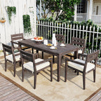 7- Piece Acacia Wood Outdoor Dining Set with Cushions