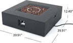 Aidan Outdoor 50,000 BTU Square Fire Pit (No Tank Holder) - Lightweight Concrete - Dark Gray