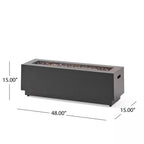 48 In. W X 15 In. H Square Iron Gas Burning Outdoor Fire Pit in Brown