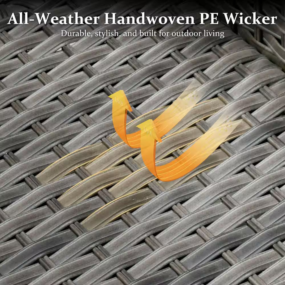 New Vultros Gray 7-Piece Wicker Outdoor Patio Conversation Seating Set with Blue Cushions