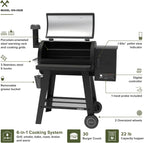 Oakford 715 Wood Pellet Grill with 715 SQ in Cooking Area, Steel Wire Grates, I-Site View Indicator, Heavy Duty Pellet Smoker Grill with Bluetooth Connectivity - 910-0508