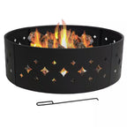 36 In. round Heavy-Duty Steel Diamond Wood Burning Fire Pit Ring