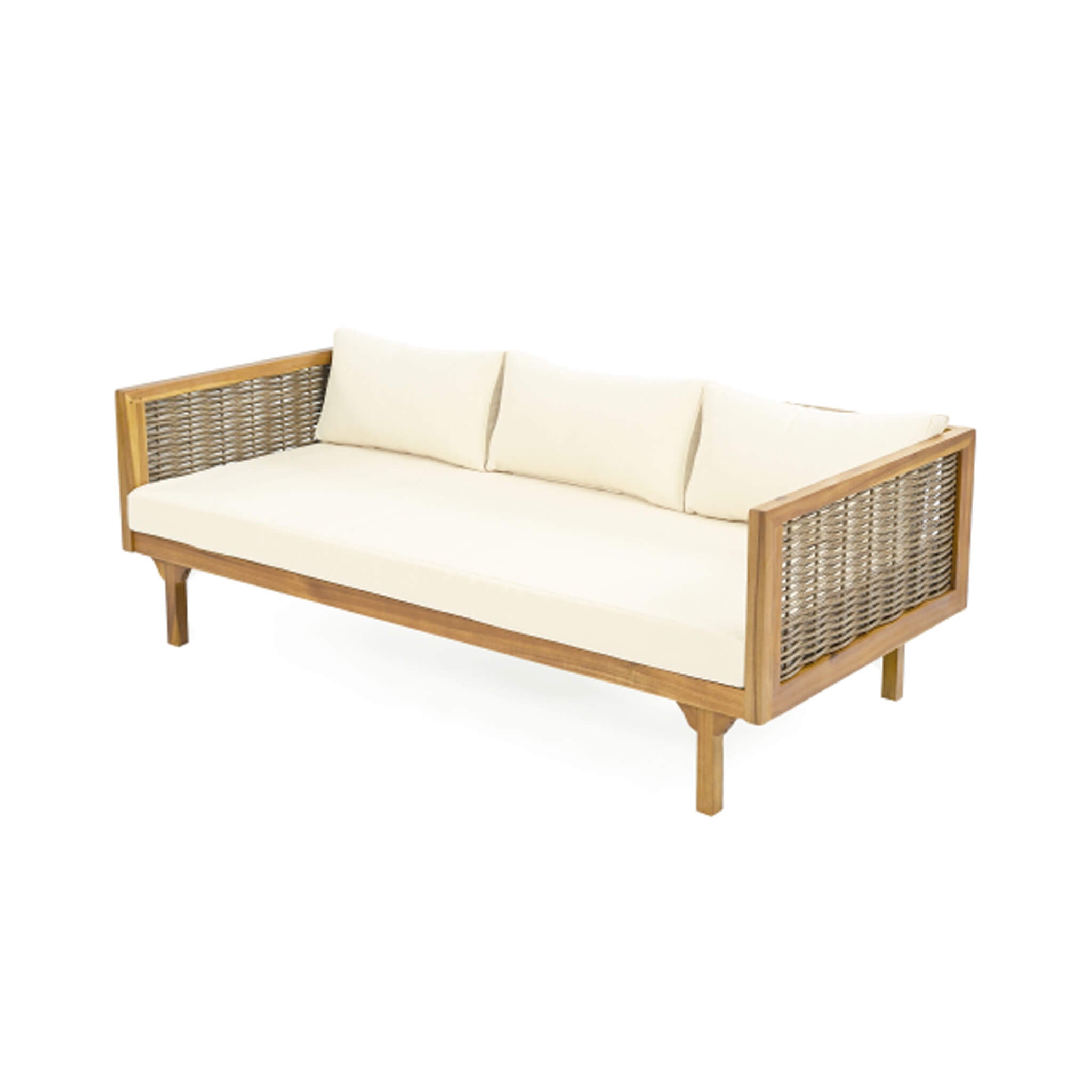 Alora 3-Seater Acacia Wood Daybed Sofa With Water-Resistant Cushions
