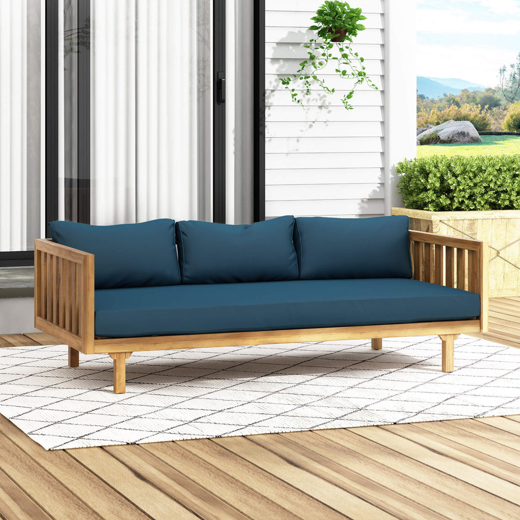 Alora 3-Seater Acacia Wood Daybed Sofa With Water-Resistant Cushions