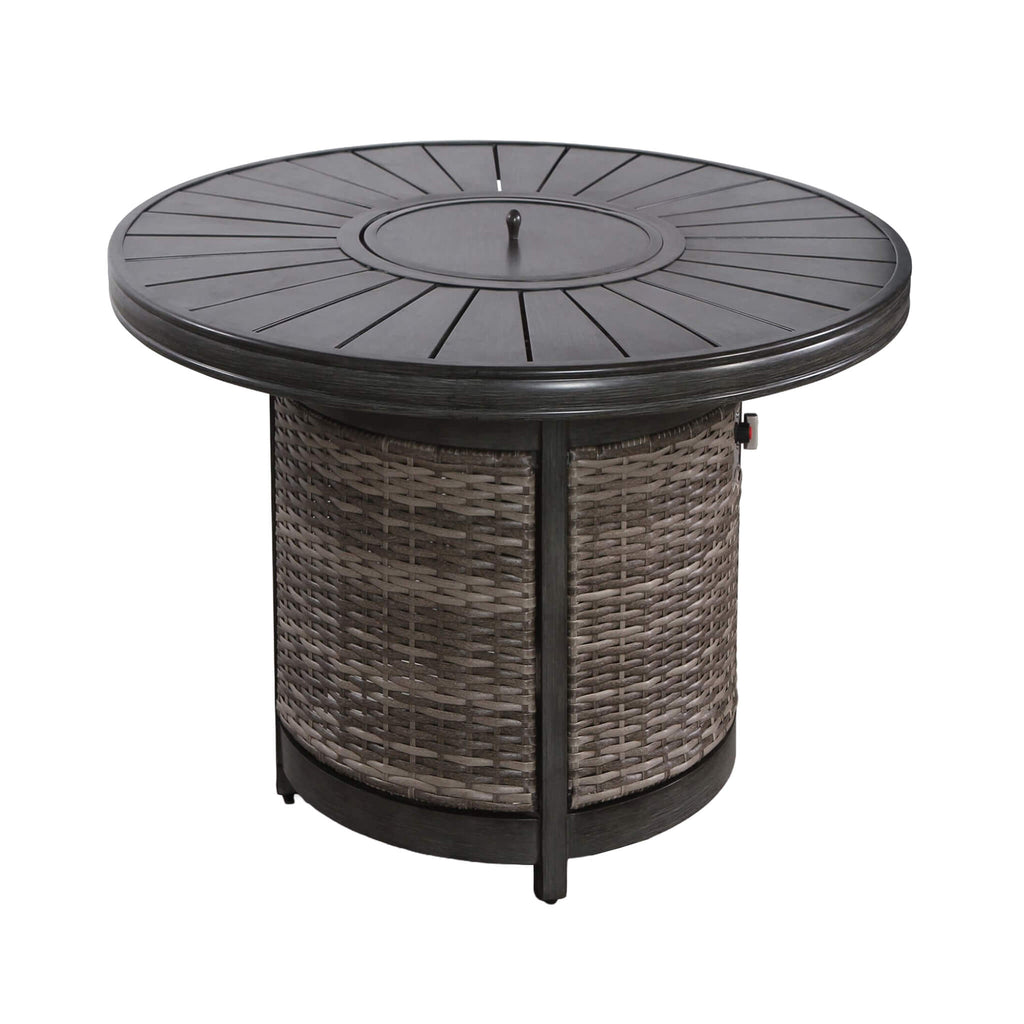 Alora 52-Inch Propane Fire Pit Wicker Table With Aluminum Top