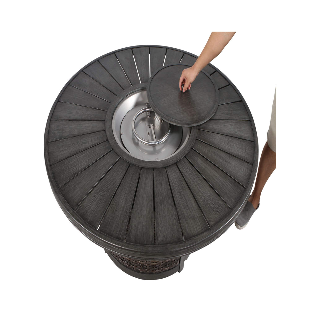 Alora 52-Inch Propane Fire Pit Wicker Table With Aluminum Top