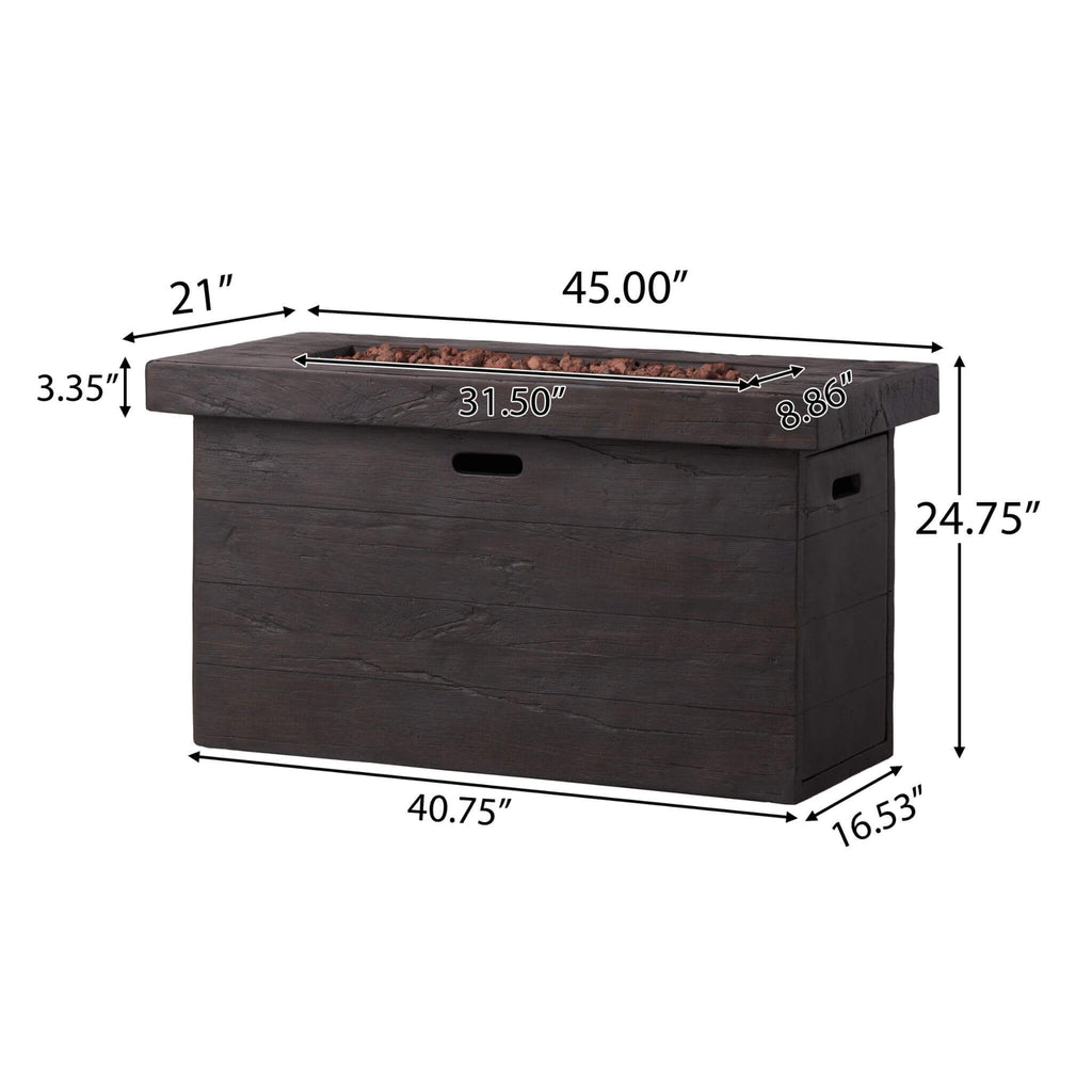 Alora Luxury 45-Inch 50K BTU Rectangular MGO LP Fire Pit