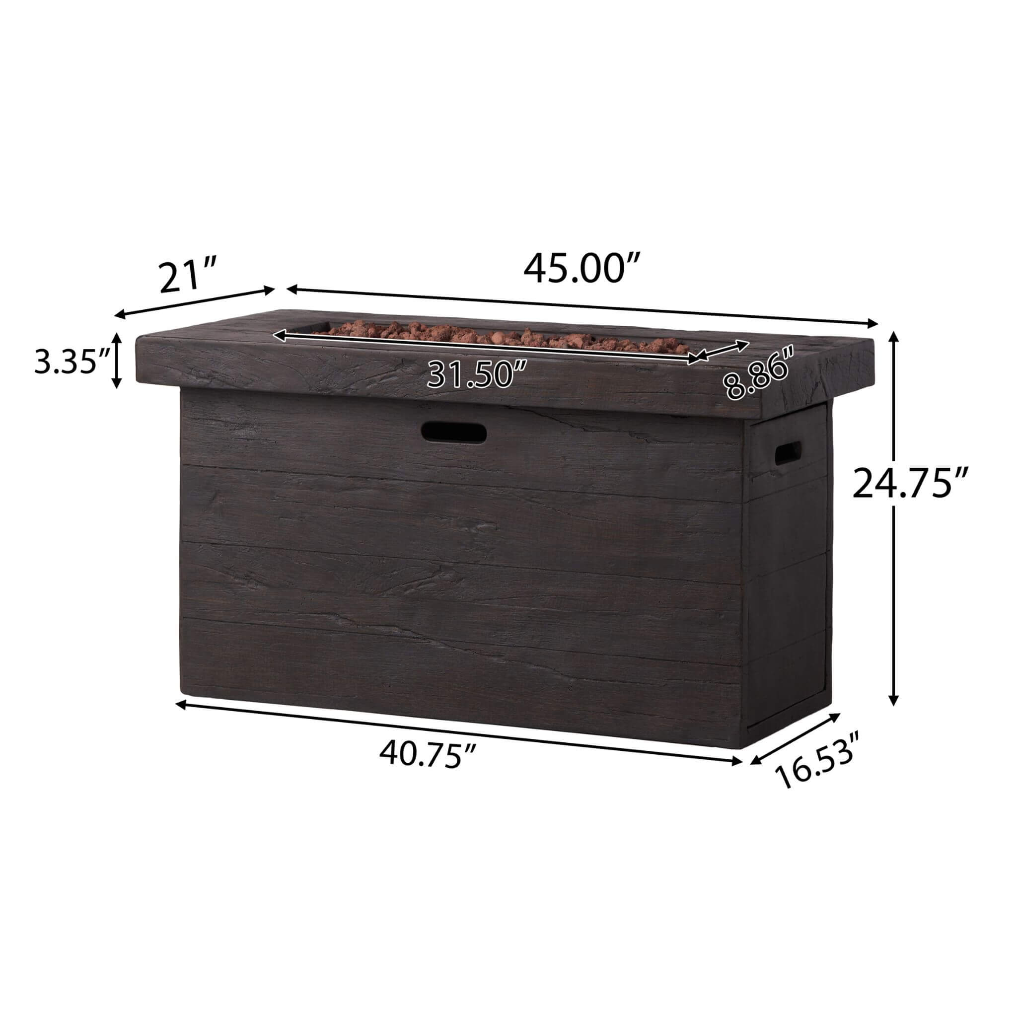 Alora Luxury 45-Inch 50K BTU Rectangular MGO LP Fire Pit