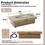 Alora Luxury 48-Inch Outdoor Wood Grain Iron Fire Pit Table with Lava Rocks