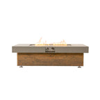 Alora Luxury 48-Inch Outdoor Wood Grain Iron Fire Pit Table with Lava Rocks