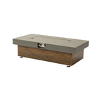 Alora Luxury 48-Inch Outdoor Wood Grain Iron Fire Pit Table with Lava Rocks