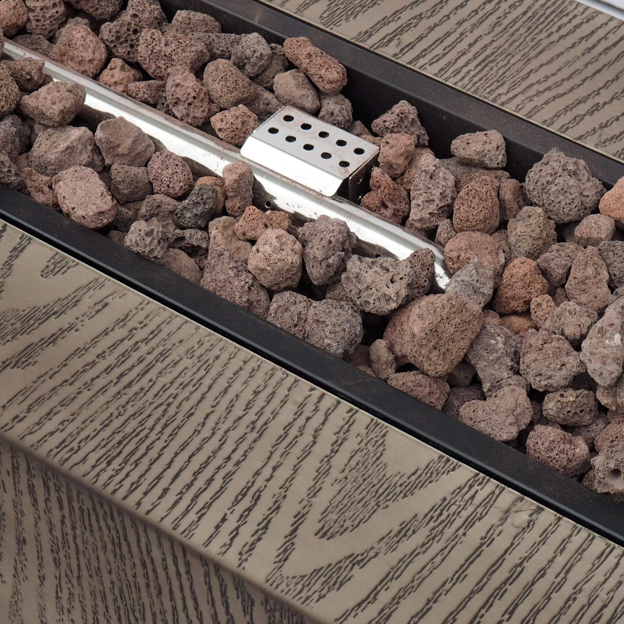 Alora 48-Inch Modern 50K BTU Outdoor Rectangular Propane Gas Fire Pit With Lava Rocks