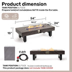 Alora 54-Inch Modern Outdoor Propane Fire Pit Table with Waterproof Cover