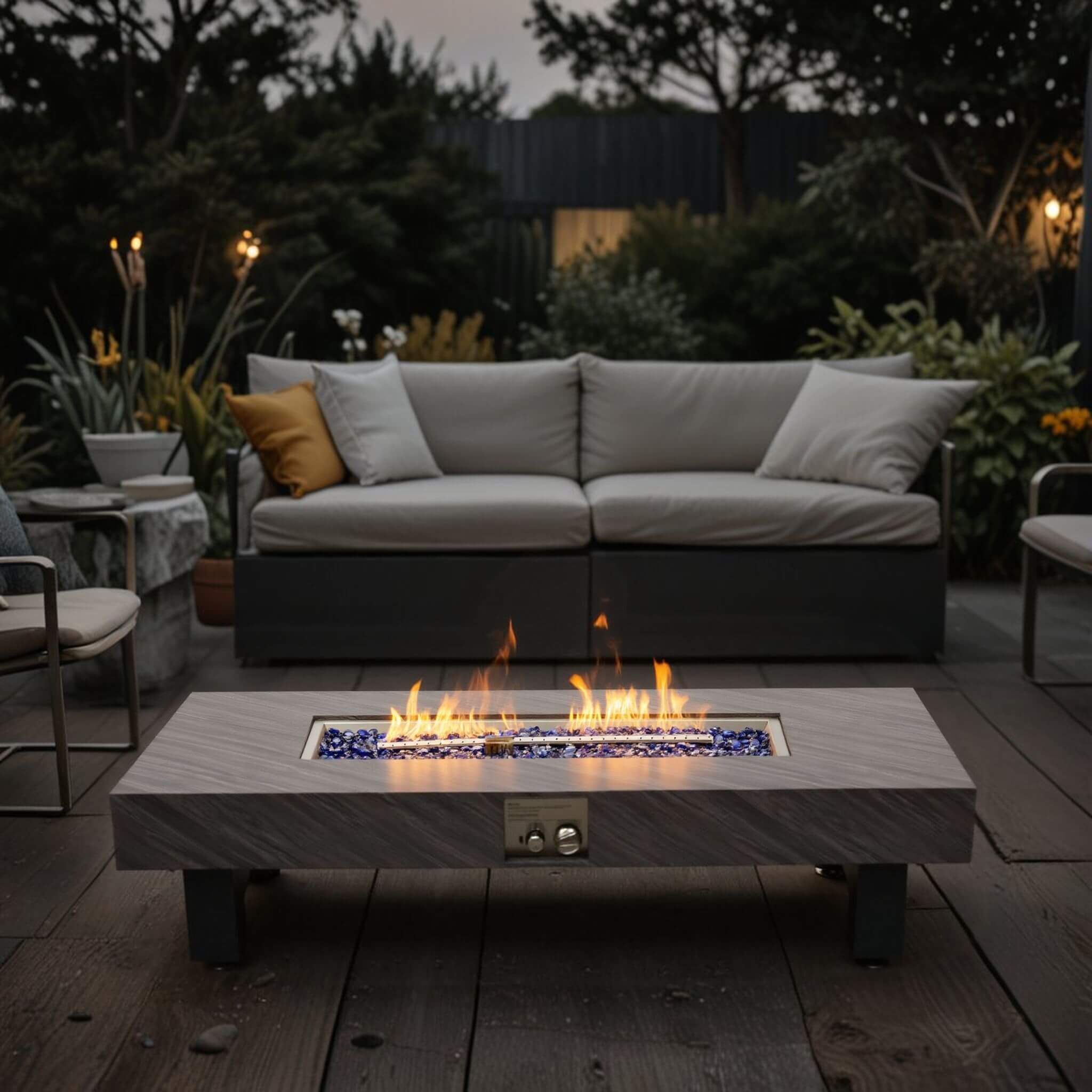 Alora 54-Inch Modern Outdoor Propane Fire Pit Table with Waterproof Cover