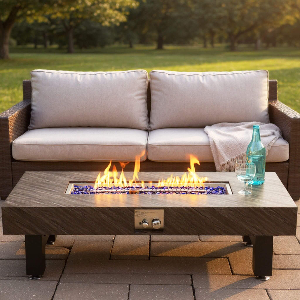 Alora 54-Inch Modern Outdoor Propane Fire Pit Table with Waterproof Cover