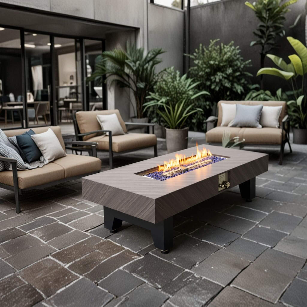 Alora 54-Inch Modern Outdoor Propane Fire Pit Table with Waterproof Cover
