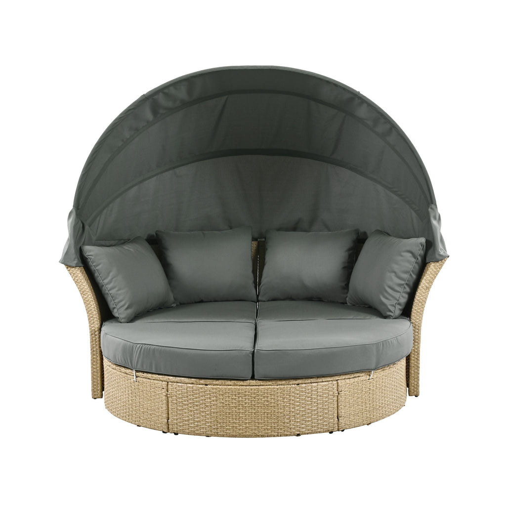 Alora Premium Outdoor Garden Wicker Rattan Patio Daybed With Retractable Canopy