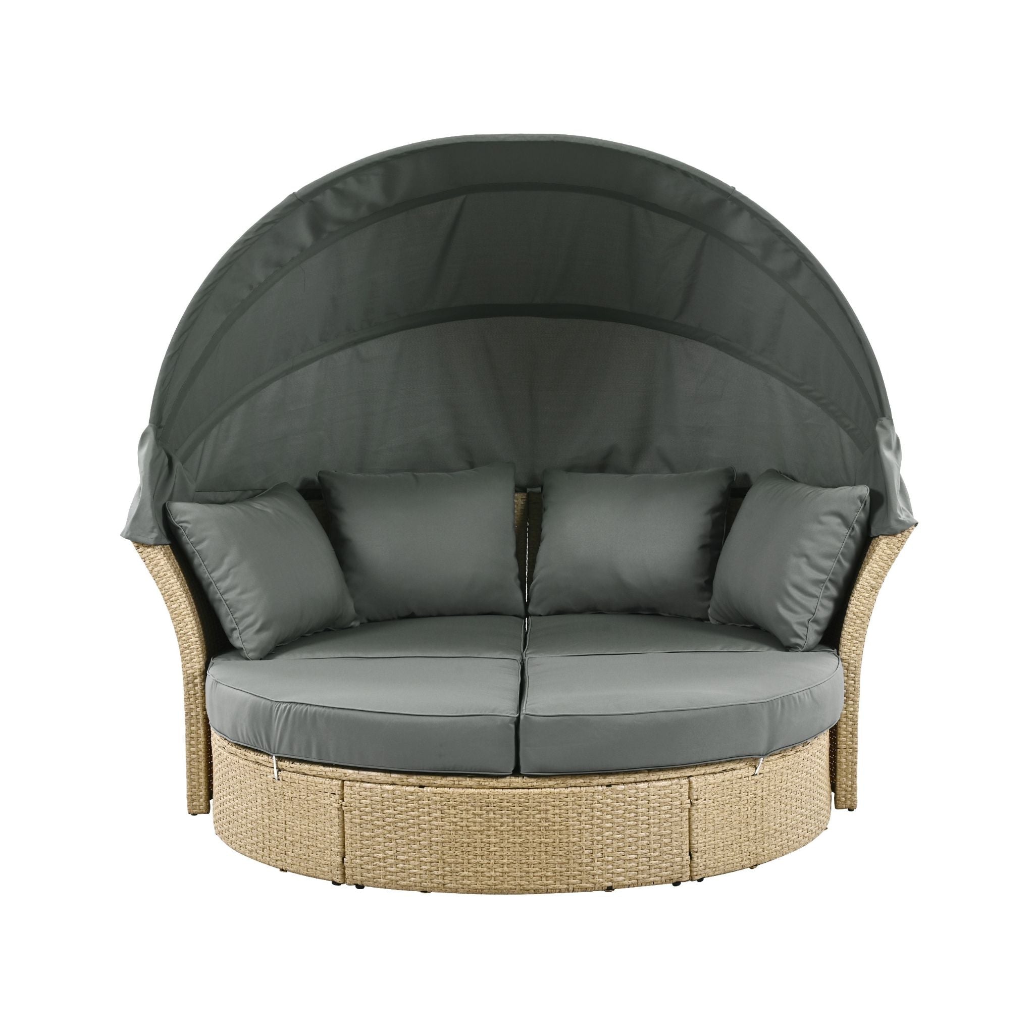 Alora Premium Outdoor Garden Wicker Rattan Patio Daybed With Retractable Canopy