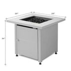 30 In. Gas Fire Pit Table with Cover, Black Glass