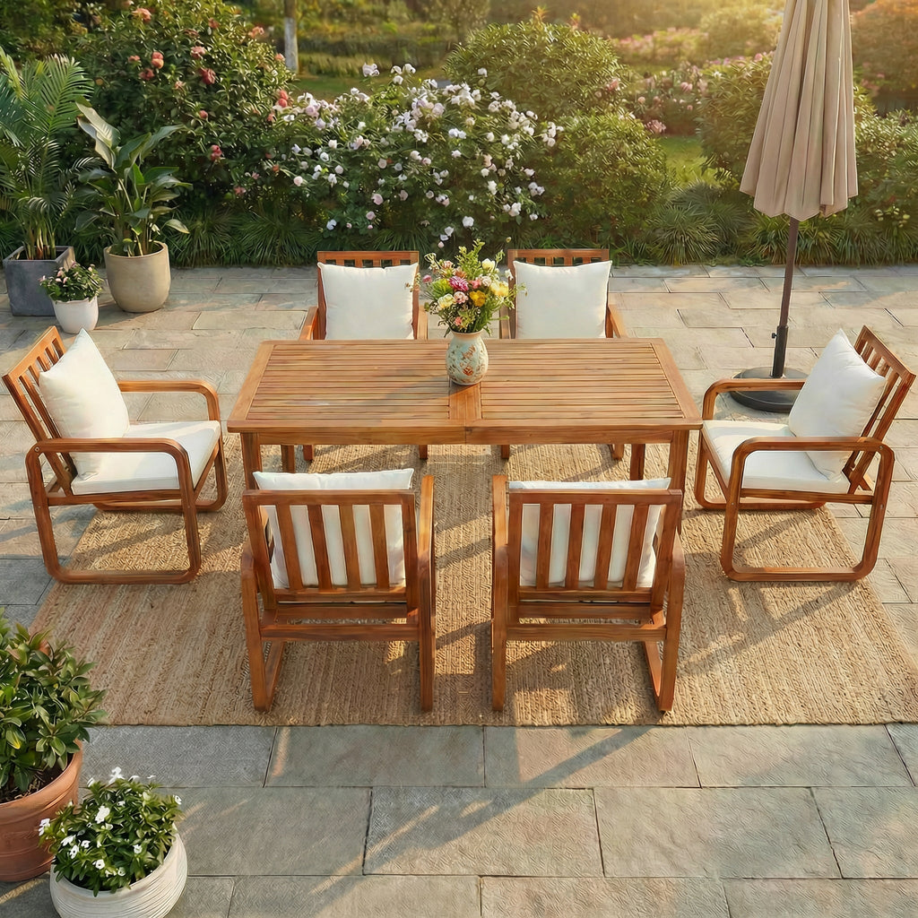 7- Piece Patio Dining Set Outdoor Dining Table and Chairs
