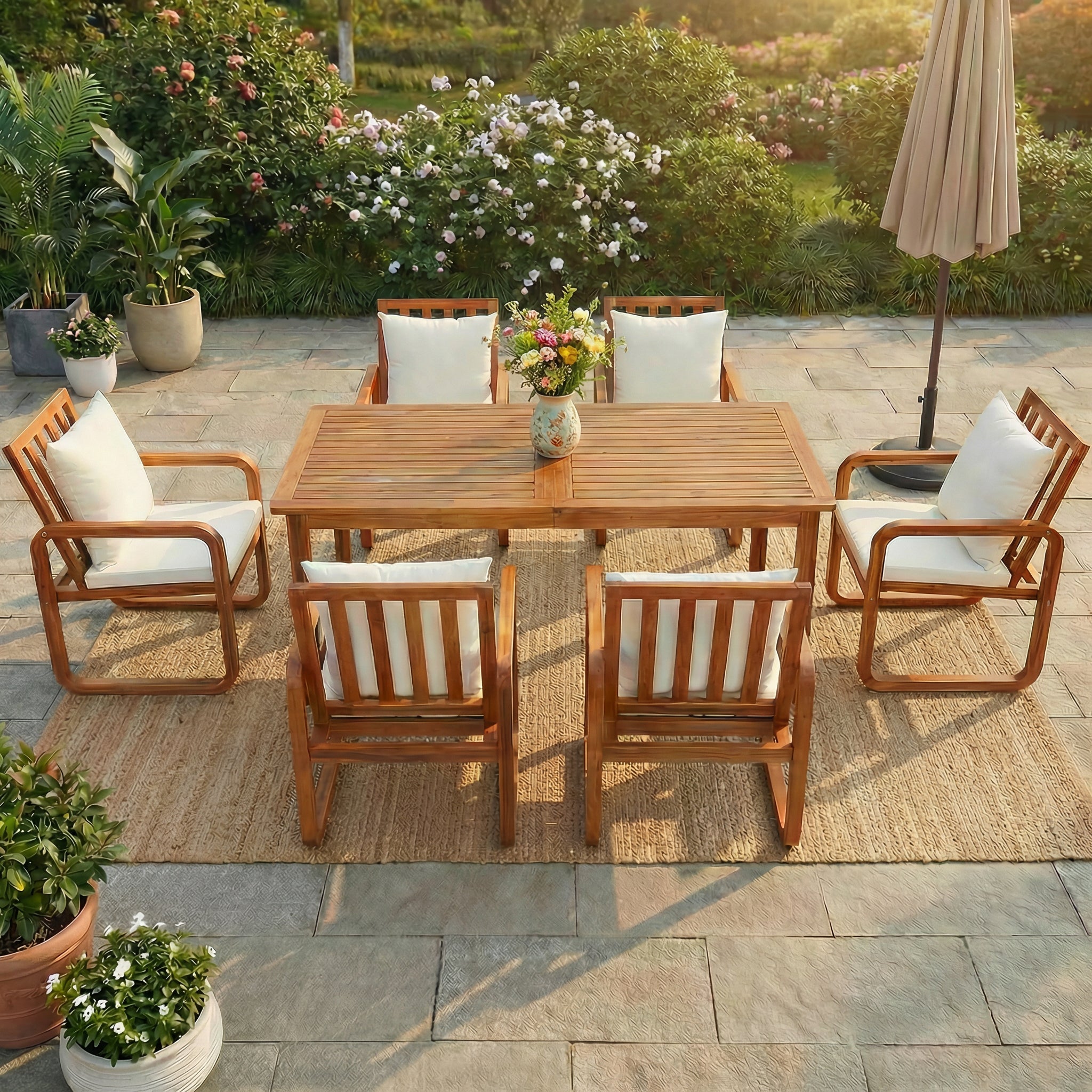 7- Piece Patio Dining Set Outdoor Dining Table and Chairs