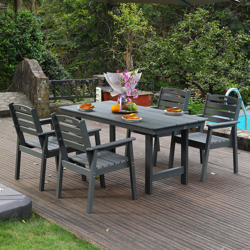 Outdoor Patio Dining Set with Table and Four Chairs