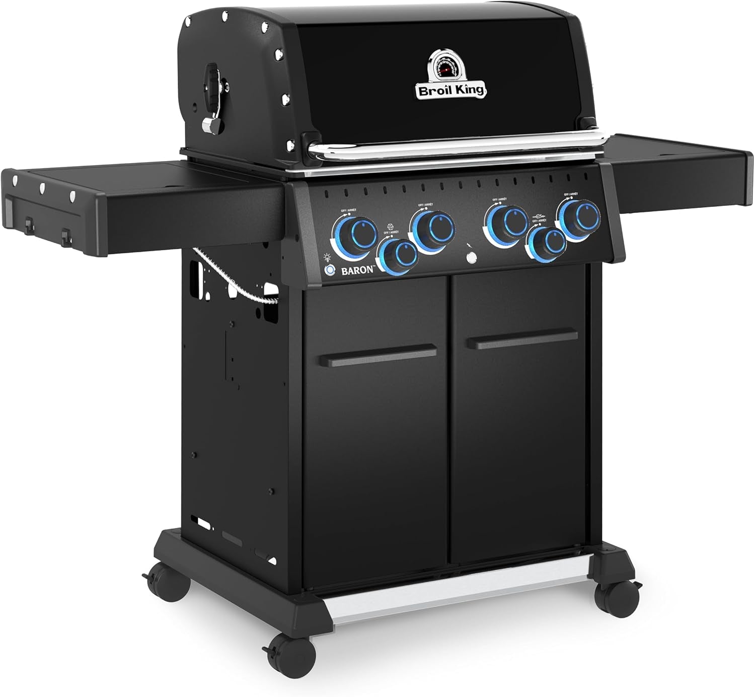 674147 Baron 490 Pro Shadow 4-Burner Pellet Ready Natural Gas Grill in Black with Side Burner and Rear Rotisserie Burner