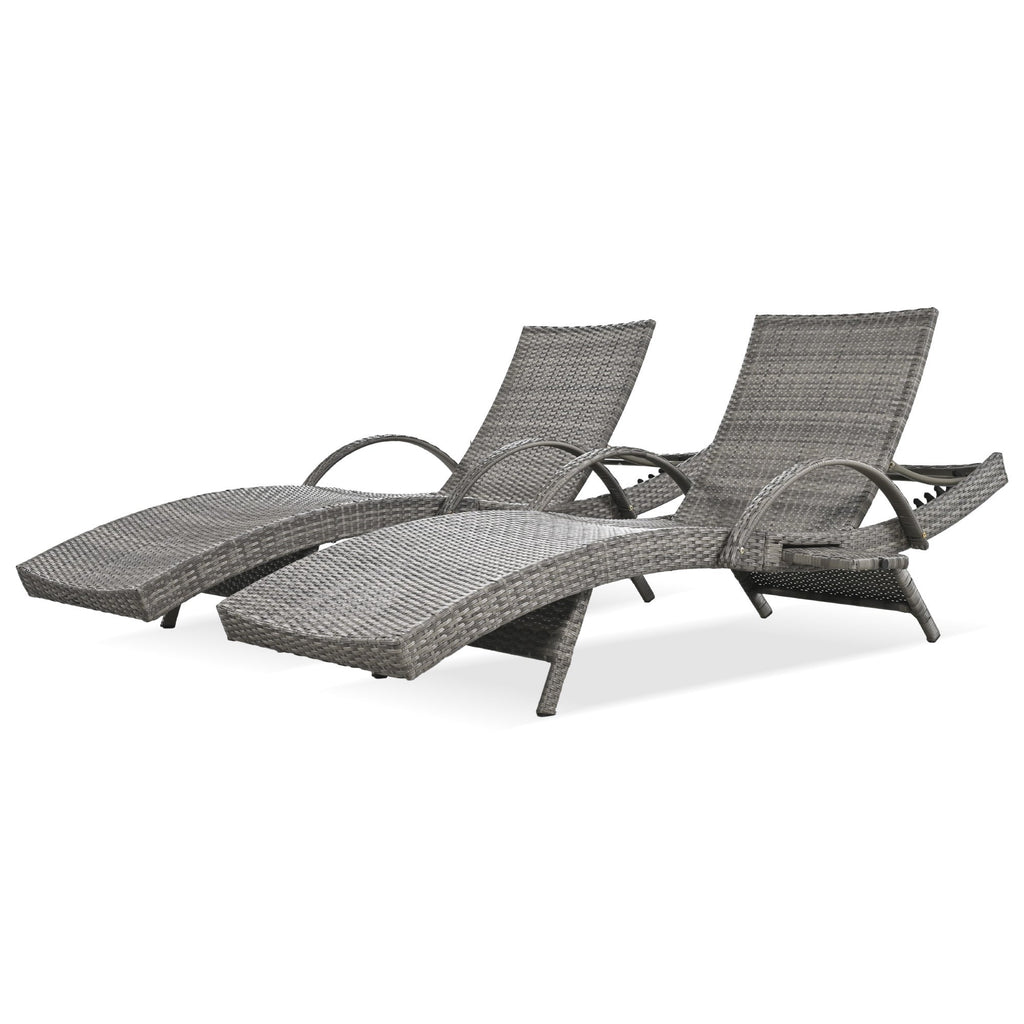 Outdoor Wicker Chaise Lounge Chairs Set of 2