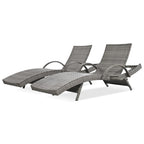 Outdoor Wicker Chaise Lounge Chairs Set of 2