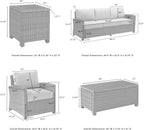 Bradenton 5-Piece Outdoor Sofa Patio Furniture Set, Wicker Conversation Sets for Porch, Brown with Sand Cushions