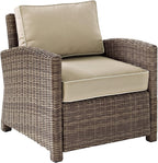 Bradenton 5-Piece Outdoor Sofa Patio Furniture Set, Wicker Conversation Sets for Porch, Brown with Sand Cushions