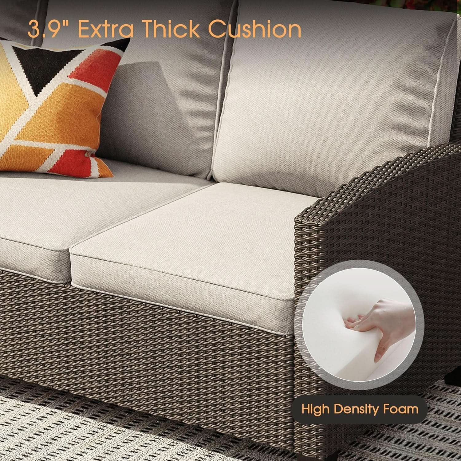 Eight-Piece Outdoor Patio Furniture Set with Firepit