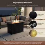 Ore 42 In. Propane Gas Outdoor Patio Fire Pit Table with Powder-Coated Steel Frame in Black